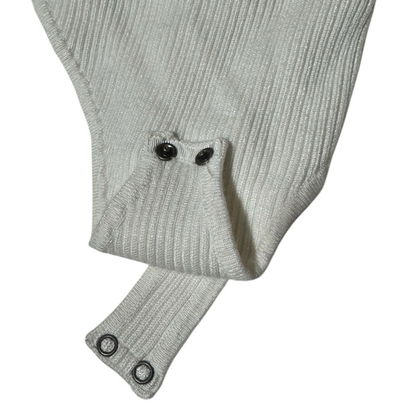 Y2K Abercrombie & Fitch Bodysuit | Ivory Ribbed Knit | Long Sleeve Scoop Neck - Picture 10 of 15